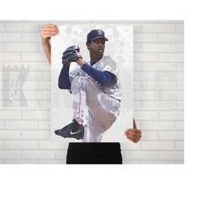 pedro martinez poster/canvas print, boston red sox watercolor painting sports art, office, man cave, bedroom wall decor,