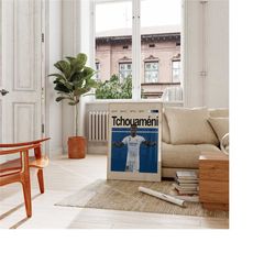 aurelien tchouameni poster, real madrid poster, football wall poster, tchouameni inspired art. mid-century modern. tchou