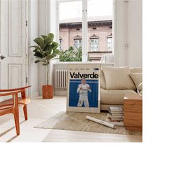 federico valverde poster, real madrid poster, football wall poster, valverde inspired art. mid-century modern. valverde