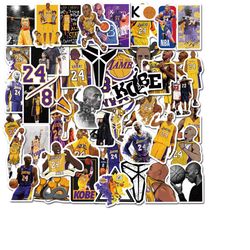 50 pcs kobe bryant stickers | laptop skateboard decals | waterproof non-reflective stickers | phone luggage computer mug