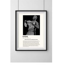 kobe bryant inspired poster, art print, multiple sizes, modern, black and white, poster, office, sports, lakers, basketb