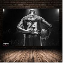 kobe bryant poster, kobe poster, iconic basketball poster, mamba poster, black and white, man cave decor