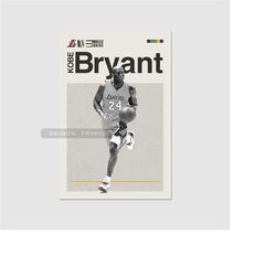 kobe bryant poster, lakers basketball, retro style fan art print, minimalist sports decor