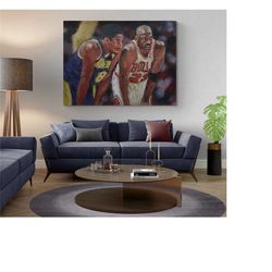 kobe bryant vs michael jordan painting on canvas print, michael jordan poster kobe bryant poster basketball gifts christ