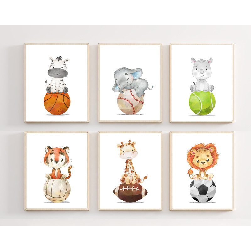 Animal sports nursery - Nursery sports decor - Animal sports print - Baby boy sports nursery - Boy nursery decor - DIGITAL DOWNLOAD - H2703.jpg