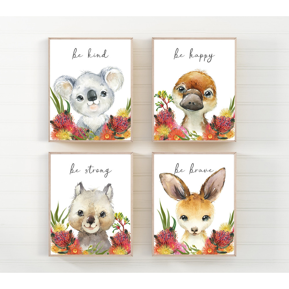 Australian animals nursery - Australian animal print - Australian wall art - Baby Australian animals - Watercolor Australia - Nursery art.jpg