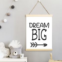 dream big little one print - dream big print - black and white wall art - kids decor - nursery printables - nursery room