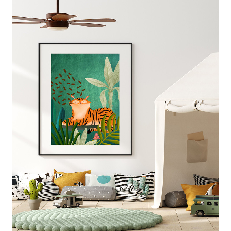 Jungle Tiger wall art - Jungle printable art - Tropical nursery decor - Boys jungle nursery - Jungle wall art - Jungle cat prints - H2403.jpg