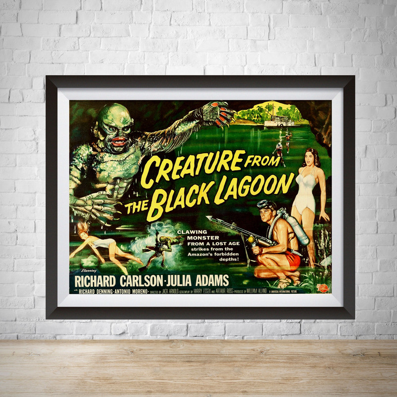 Creature from the Black Lagoon Movie Poster Vintage Movie Poster Poster Wall Art Horror Movie Horror Print Bedroom.jpg