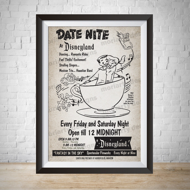 Date Night Disneyland Poster Vintage Disney World Vintage Print Disneyland Poster Date Nite Disney Vintage Date Night Kids Bedroom.jpg