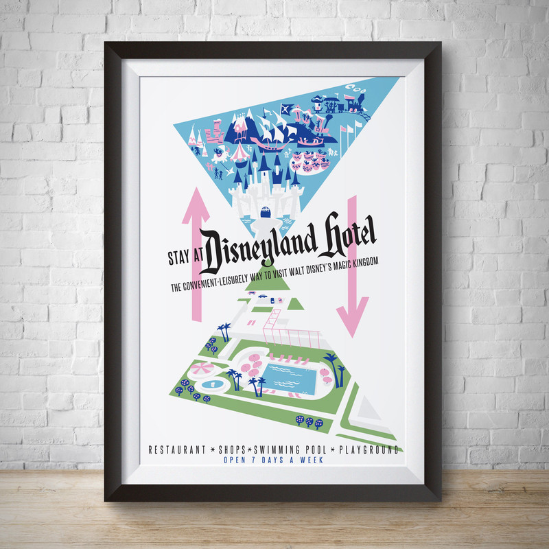 Disneyland Hotel Attraction Poster, Disneyland Nursery Vintage Disney Print Disneyland Poster Poster Wall Art Vector Art Kids Bedroom.jpg