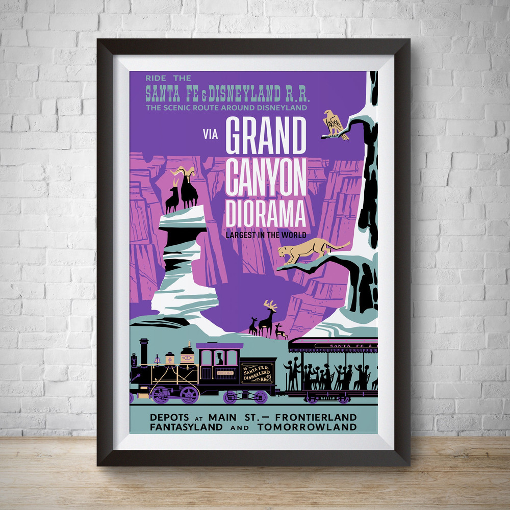 Grand Canyon Diorama Attraction Poster, Disneyland Vintage Disney Print Nursery Disneyland Poster Vector Art Reproduction Kids Bedroom.jpg
