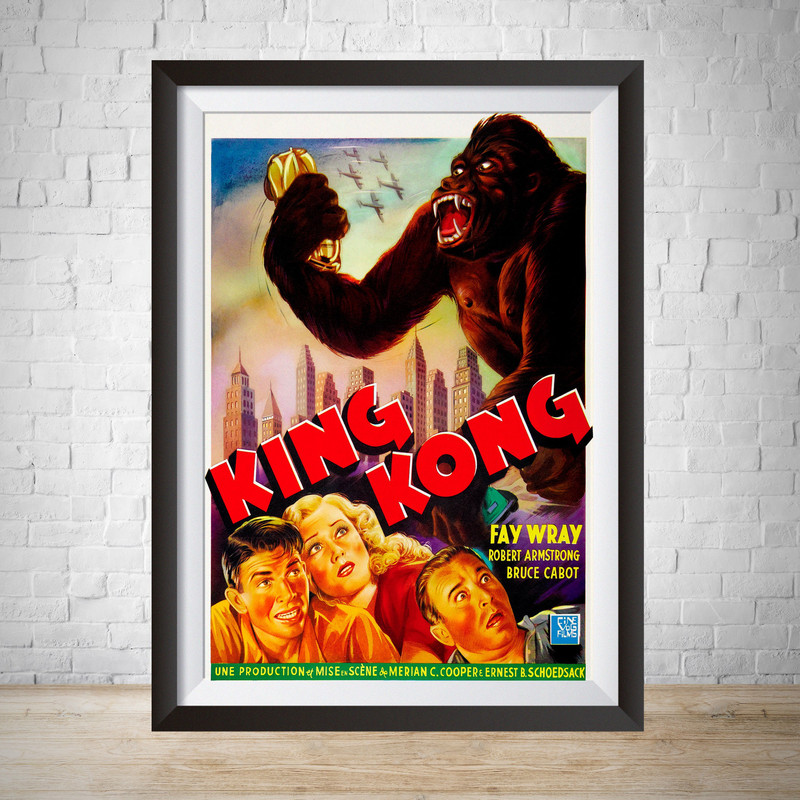 King Kong Movie Poster 1933 Vintage Movie Poster Hand Drawn Poster Wall Art Home Decor Home Art Universal Studios Retro Movie Poster Bedroom.jpg