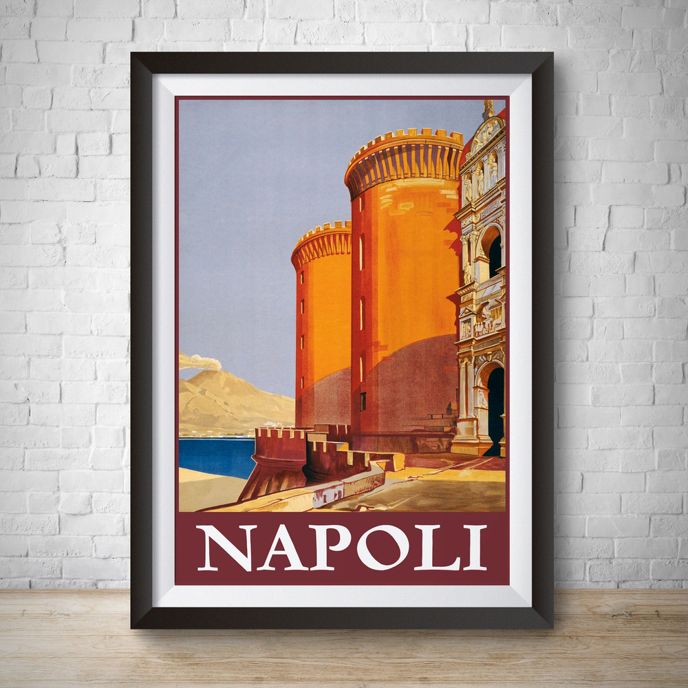Napoli Naples Vintage Travel Poster 1920 Vintage Advertisement Hand Drawn Poster Wall Art Italy Travel Home Decor Home Art Kids Bedroom.jpg
