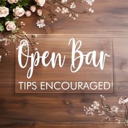 open bar elegant acrylic wedding sign minimalist clear glass table sign wedding reception signage