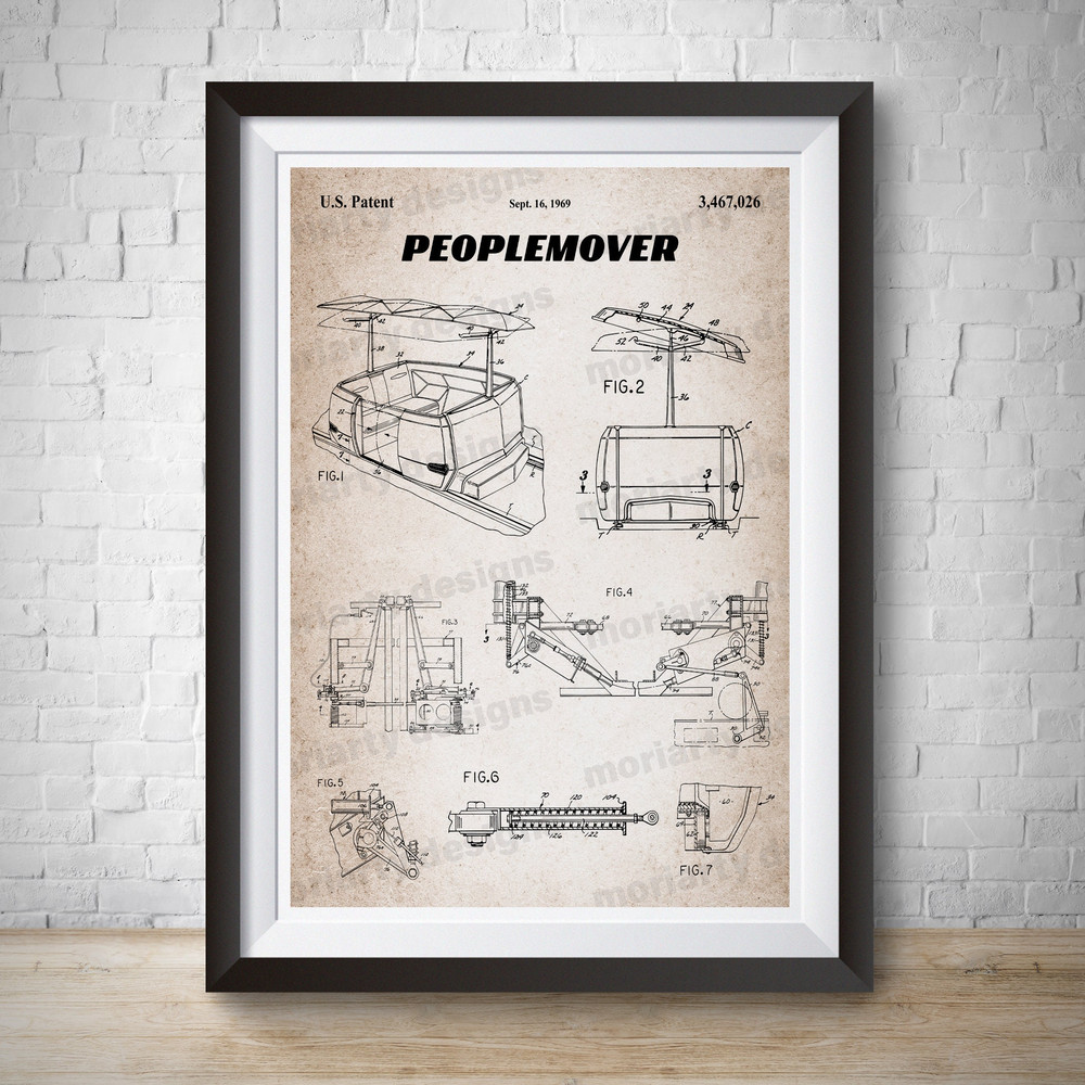 Peoplemover Patent Magic Kingdom Vintage Patent Vintage Disney Print Patent Art Disneyland Poster Patent Kids Bedroom Disney Home Onmimover.jpg