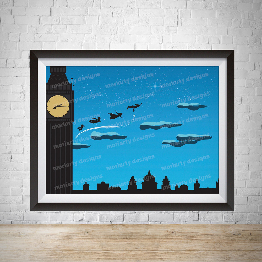 Peter Pan Poster Disney Nursery Minimalist Disney Tinkerbell Poster Movie Art Disney Print Disneyland Poster Wall Art Kids Bedroom.jpg