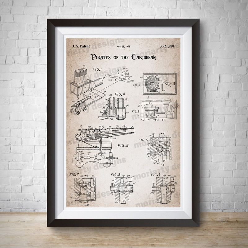 Pirates of the Caribbean Canon Patent Magic Kingdom Vintage Patent Vintage Disney Print Patent Art Disneyland Poster Patent Art Kids Bedroom.jpg