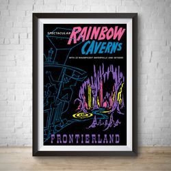 rainbow caverns frontierland attraction poster, disneyland vintage print disney disney world nursery poster wall art ki
