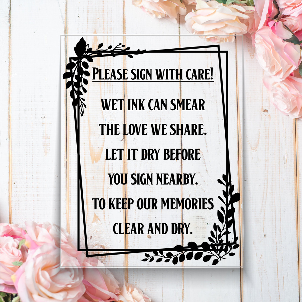 Sign Our Guestbook With Care Elegant Acrylic Wedding Sign Minimalist Clear Glass Table Sign Wedding Reception Signage.jpg