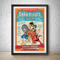 three caballeros ride disney world vintage disney poster print nursery attraction poster, vector art gran fiesta tour wa