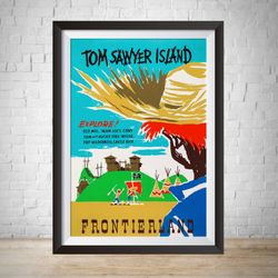 tom sawyer island frontierland attraction poster, disneyland vintage disney print disney world disneyland poster wall a