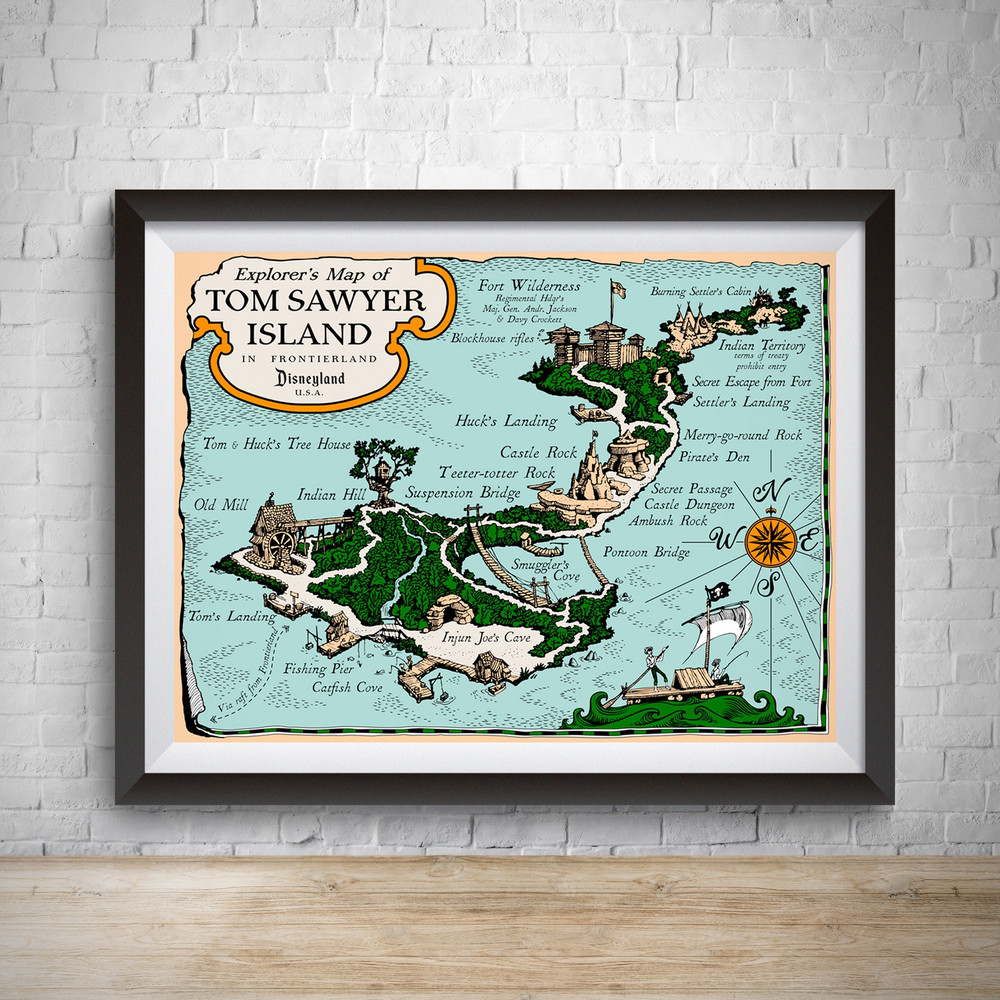 Tom Sawyer Island Map Frontierland Attraction Poster Disneyland Vintage Disney Print Disney World Disneyland Poster Wall Art Nursery.jpg