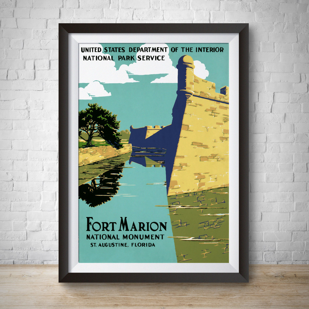 Vintage Travel Poster Fort Marion See America Vintage Advertisement Hand Drawn National Park National Parks Poster St. Augustine.jpg