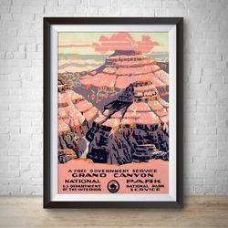 vintage travel poster grand canyon see america vintage advertisement hand drawn national park national parks poster wall