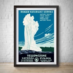 vintage travel poster yellowstone see america vintage advertisement hand drawn national park national parks poster wall