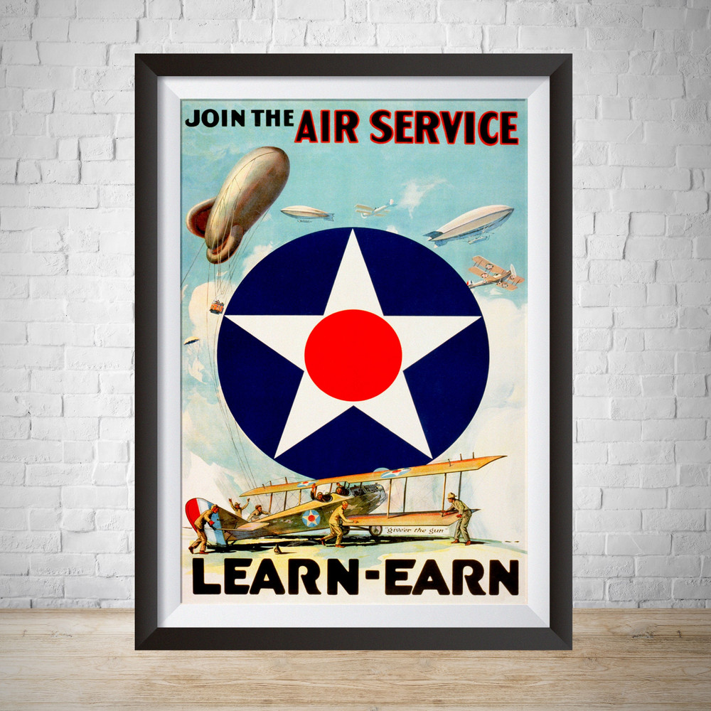 World War I Propaganda Air Service Recruit Vintage Recruiting Propaganda Poster Military Poster Air Force Poster Wall Art War Art.jpg