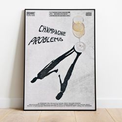 champagne problems album cover poster, aesthetic album polaroid printed art, song lyrics wall art, retro music decor, mu