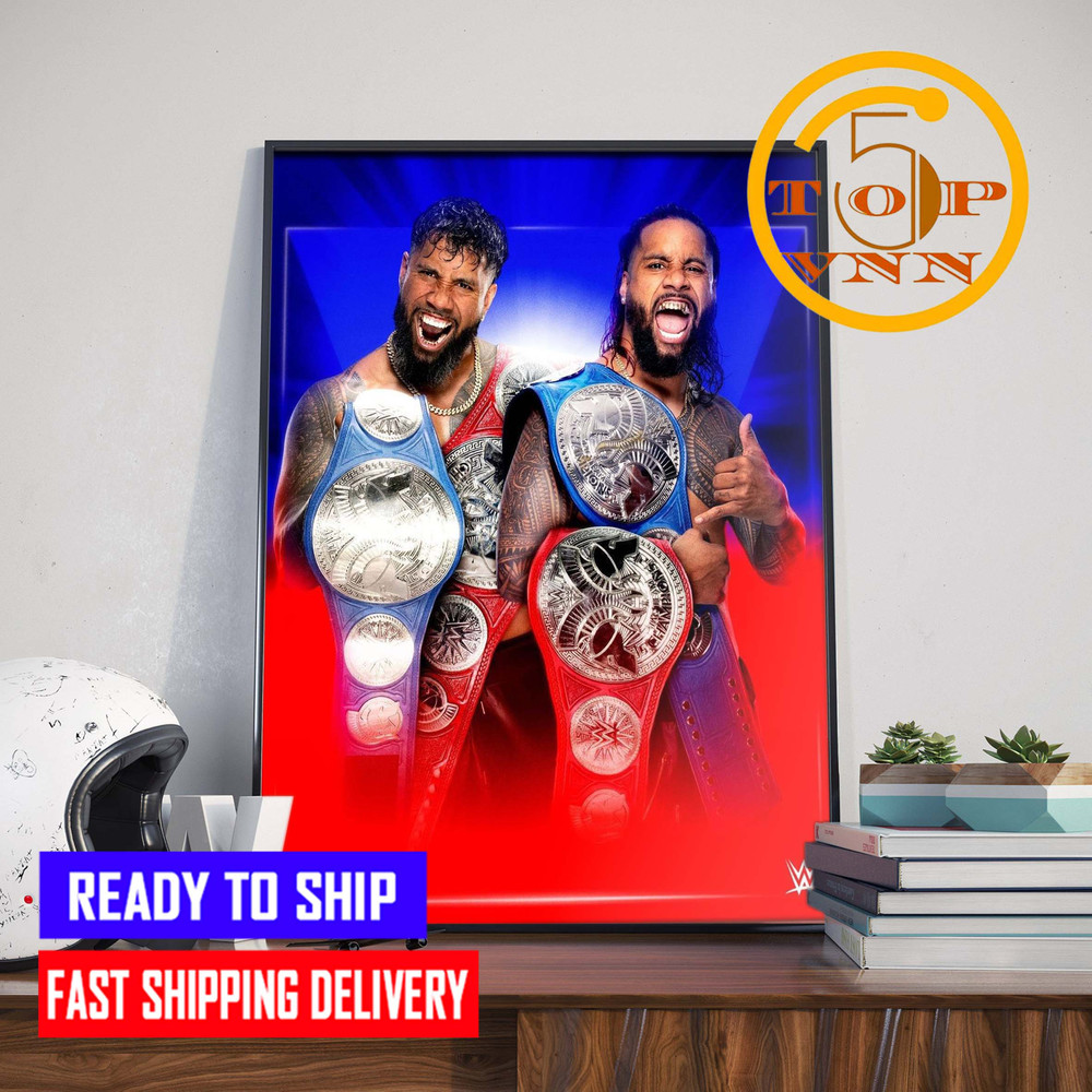 WWE SmackDown Tag Team Champions Usos Jey Uso and Jimmy Uso Poster Canvas Home Decoration.jpg