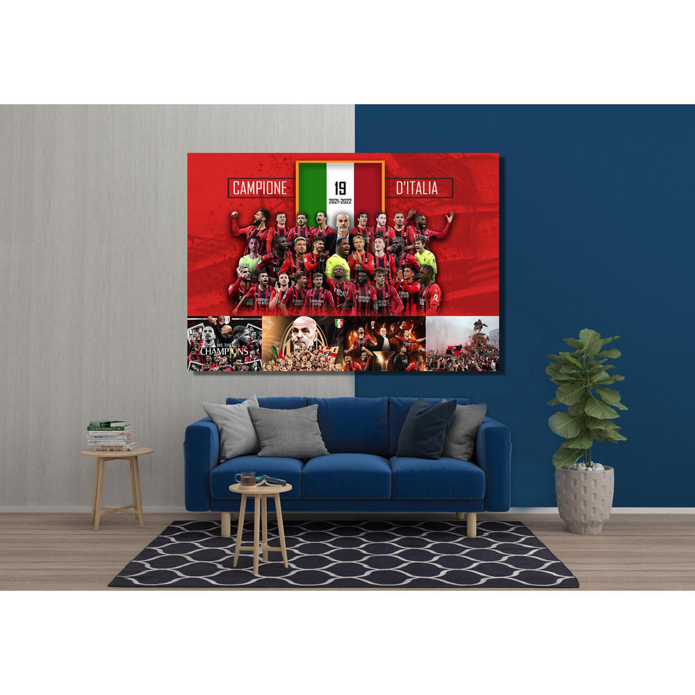 AC Milan Poster, Serie A 2022 Champions AC Milan,AC Milan Canvas Wall Art,Milan Canvas , Serie A Wall Art,Gift for Kids,Football Poster 1.jpg