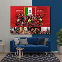 ac milan poster, serie a 2022 champions ac milan,ac milan canvas wall art,milan canvas , serie a wall art,gift for kids,