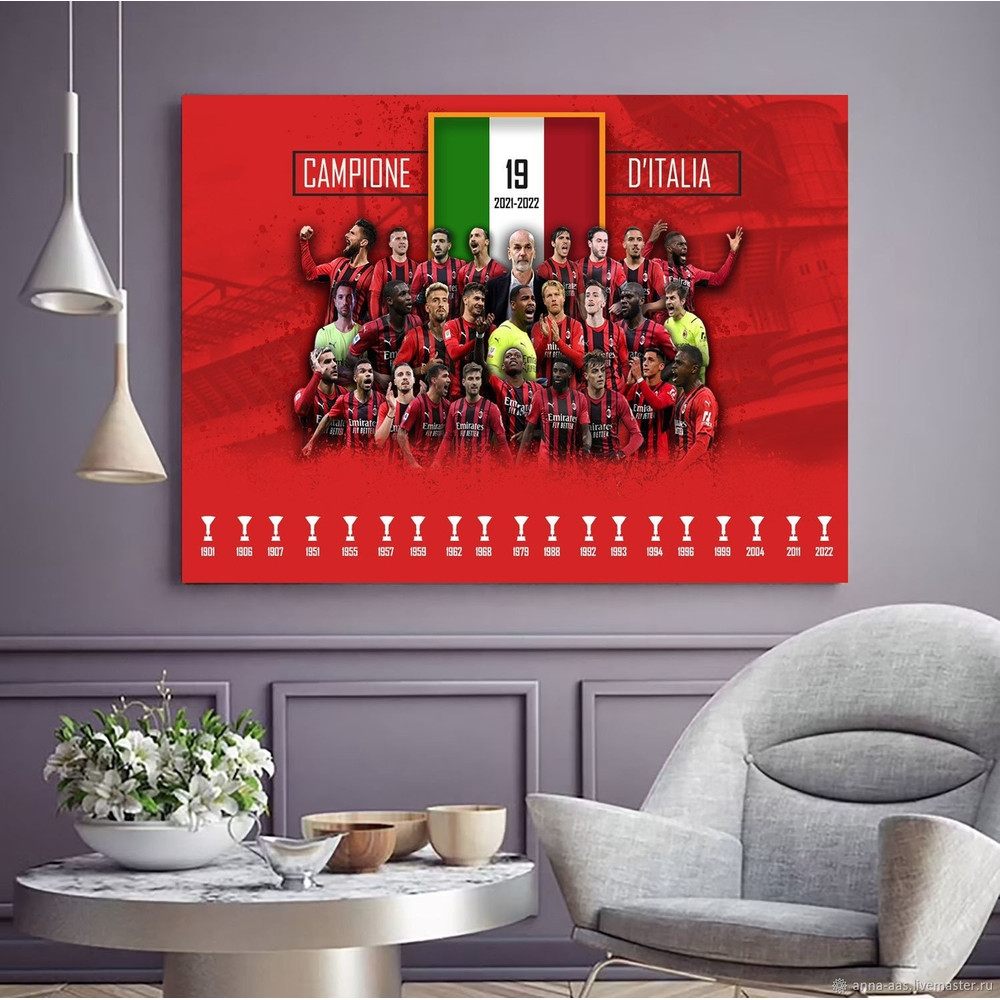 AC Milan Poster, Serie A 2022 Champions AC Milan,AC Milan Canvas Wall Art,Milan Canvas , Serie A Wall Art,Gift for Kids,Football Poster 2.jpg