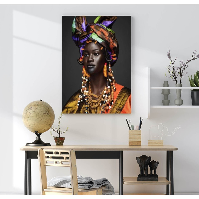 African Woman Wall Art, African Woman Canvas Print, African American Home Decor, African Wall Decor, Black Woman Make Up, Home Decor Art.jpg