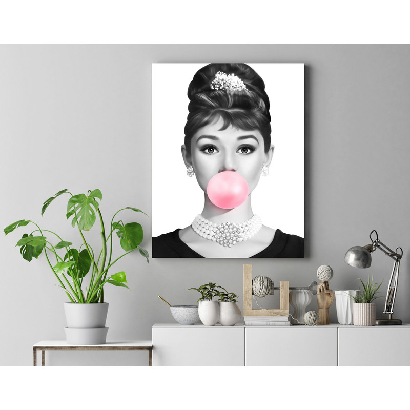 Audrey Hepburn Poster, Hepburn Red Lips, Pop Art Home Decor, Iconic Wall Art Canvas,Audrey Hepburn Make Up Canvas Print, Audrey print Art 1.jpg