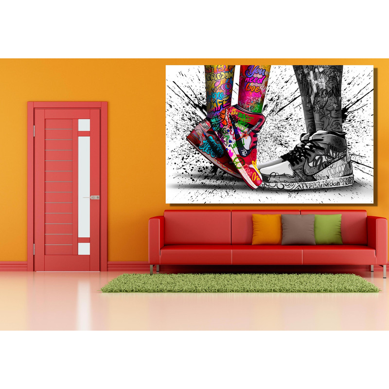 Banksy Graffiti Shoes Canvas, Modern Street Graffiti, Canvvas Wall Art, Banksy Poster Print, Canvas Decor, Wall Hanging Decor, Banksy Poster.jpg