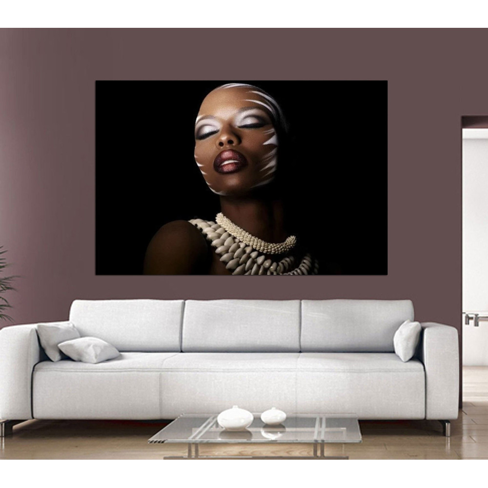 Black And White Wall Decor ,African Woman Canvas ,Female Model Canvas ,African Wall Art, Black Woman Canvas, African Girl Poster, Home Decor.jpg