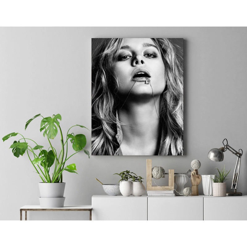 Brie Larson Poster Wall Art, Brie Larson Smoking Poster, Brie Larson Canvas, Black and White, Singer Canvas, Fashion Art, Gift for Her.jpg
