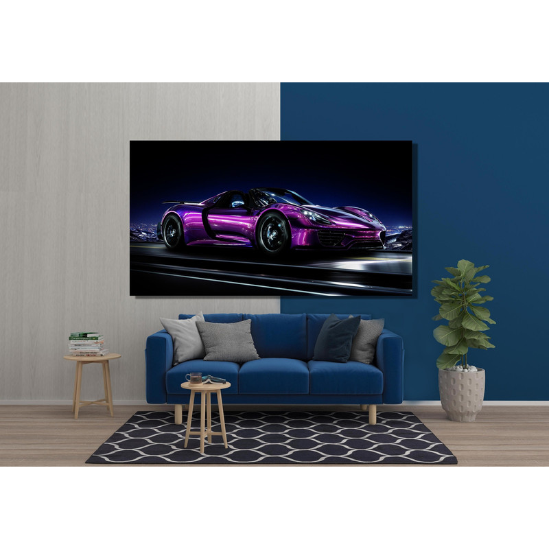 Bright Purple Neon Shining Porsche 911 Poster Print Porsche 911 Carrera Wall Art Super Car Porche Living Room Decor Sport Car Poster Print.jpg