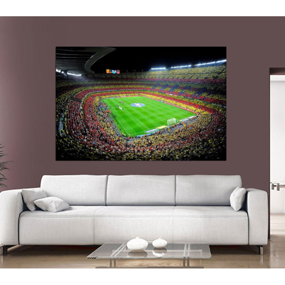 Camp Nou Spain Stadium Canvas Wall Art, Game Room Design Poster Print Decor, Home Office Decoration Poster or Canvas Print, Ready to Hang.jpg