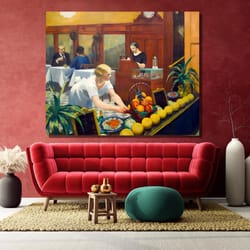 edward hooper poster print art, tables for ladies painting by edward hopper, edward hopper wall art decor, classic ameri
