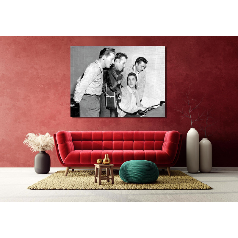 Elvis Presley Canvas Poster Art, Elvis Presley, Carl Perkins, Jerry Lewis poster, The Million Dollar Quartet,Vintage Legend Print.jpg
