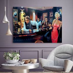 elvis presley poster, elvis presley print, elvis presley and james dean at bar poster, elvis presley print art, cinema,