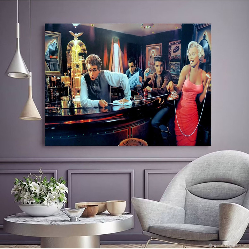 Elvis Presley Poster, Elvis Presley Print, Elvis Presley and James Dean at Bar Poster, Elvis Presley Print Art, Cinema, Music, Legends Print.jpg