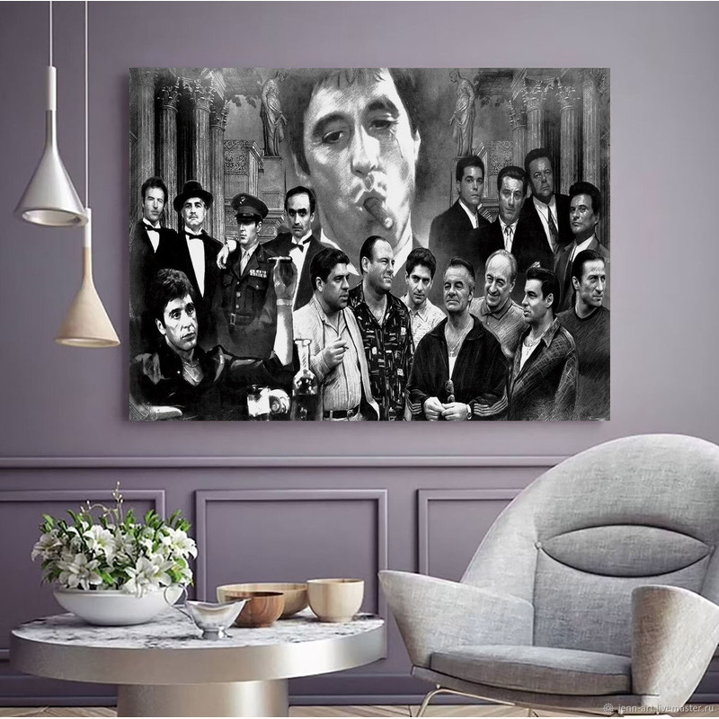 Gangsters Last Supper, Gansters Canvas Wall Art, Famous Gangsters Wall Art, Office Decor, Home Decor Art, Movie Poster, Gansters Poster 2.jpg
