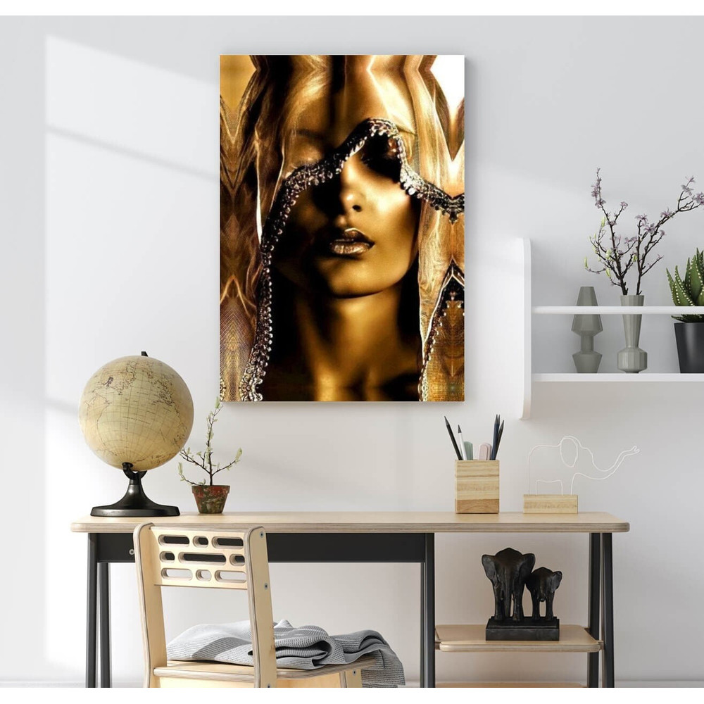 Golden and Black Woman Wall Art, Golden and Black Woman Canvas Print, African American Art Wall Decors, Golden and Black Woman Home Decors.jpg