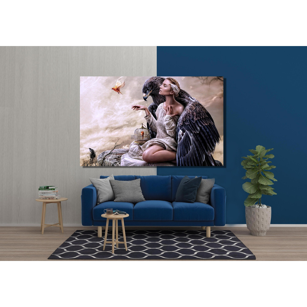 Gothic Girls Poster, Gothic Girls Canvas, Canvas Home Decors, Eagle And Girl Wall Art, Halloween Print, Beautifull Girls, Black Eagle Poster.jpg